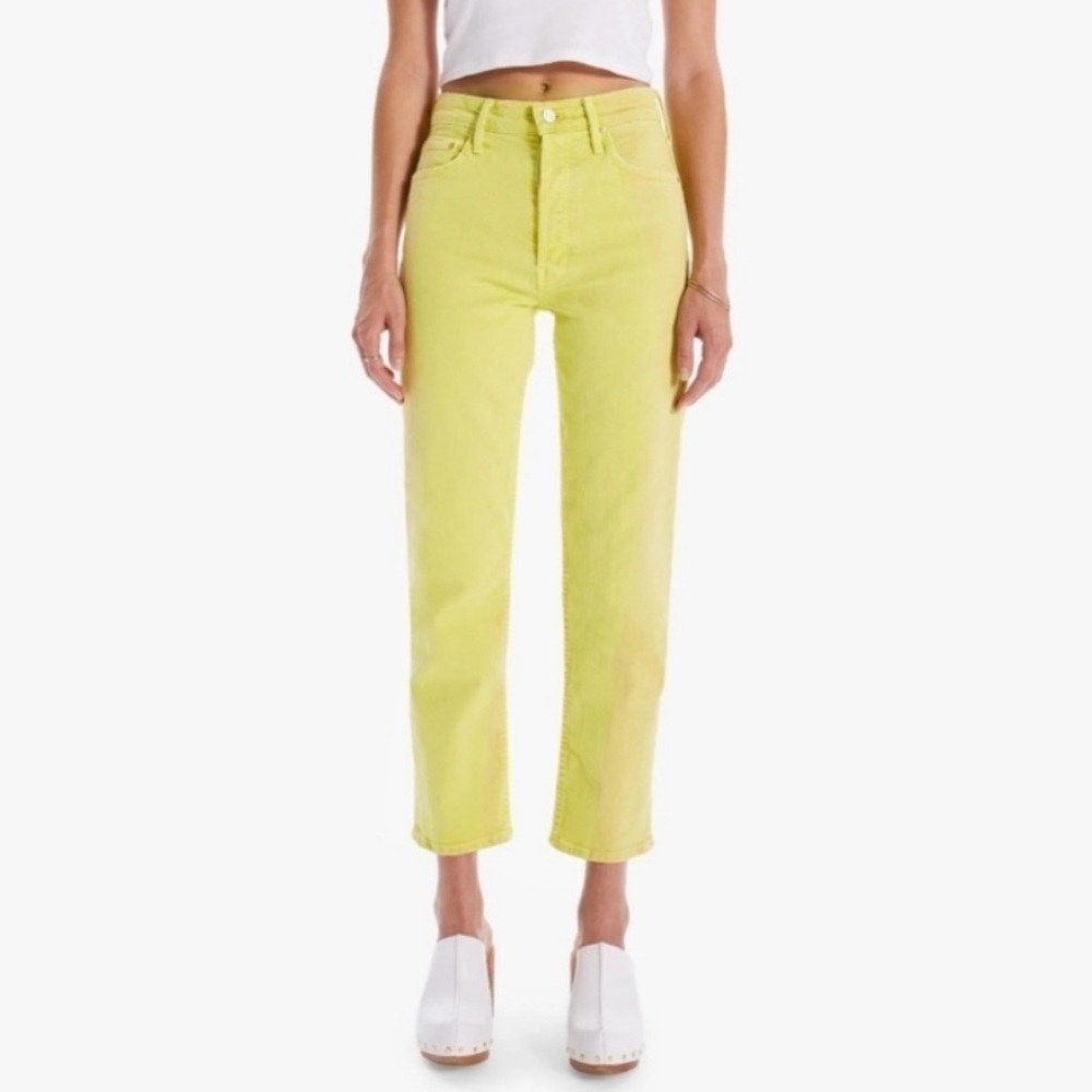 MOTHER | The Tomcat High Rise Straight Leg in Citron The Devil May Care Size 25